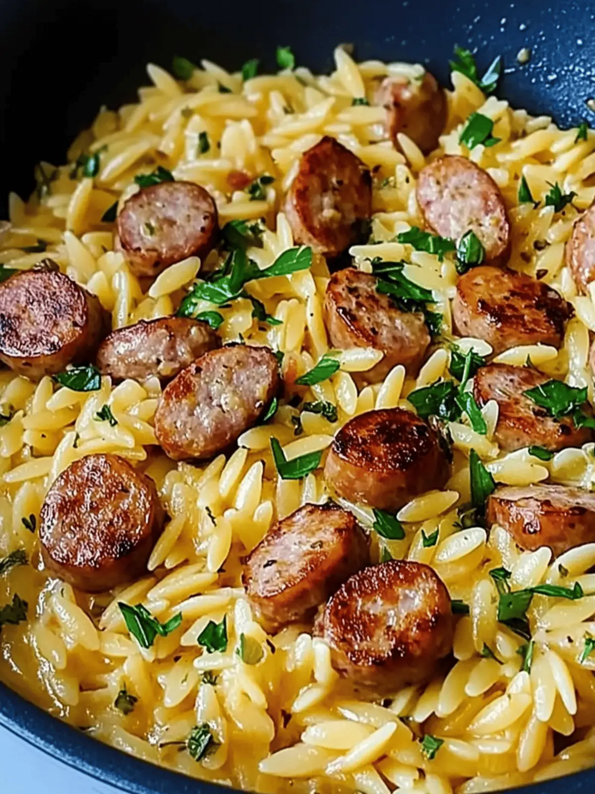 One-Pot Garlic Butter Sausage and Orzo