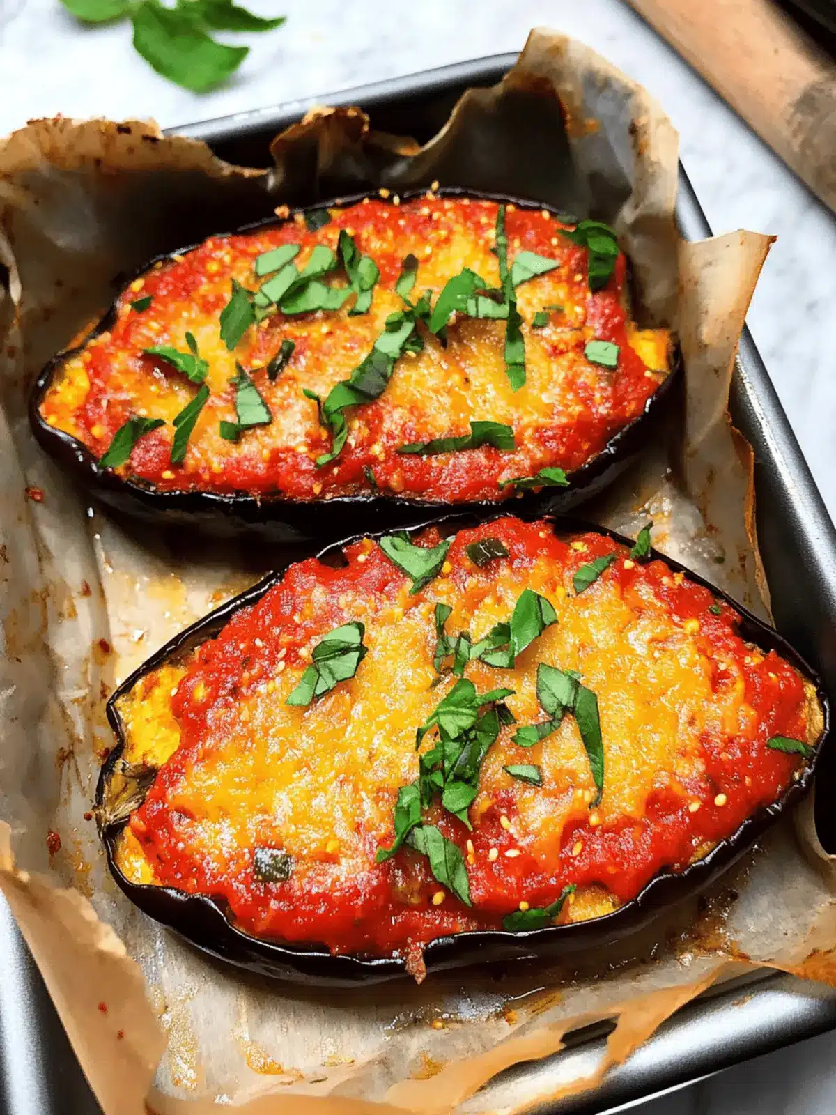 Vegan Stuffed Eggplant Parmesan