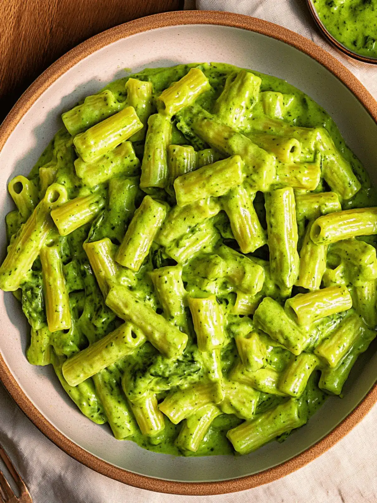 Vegan Creamy Spinach Garlic Pasta with Cashews and Parsley
