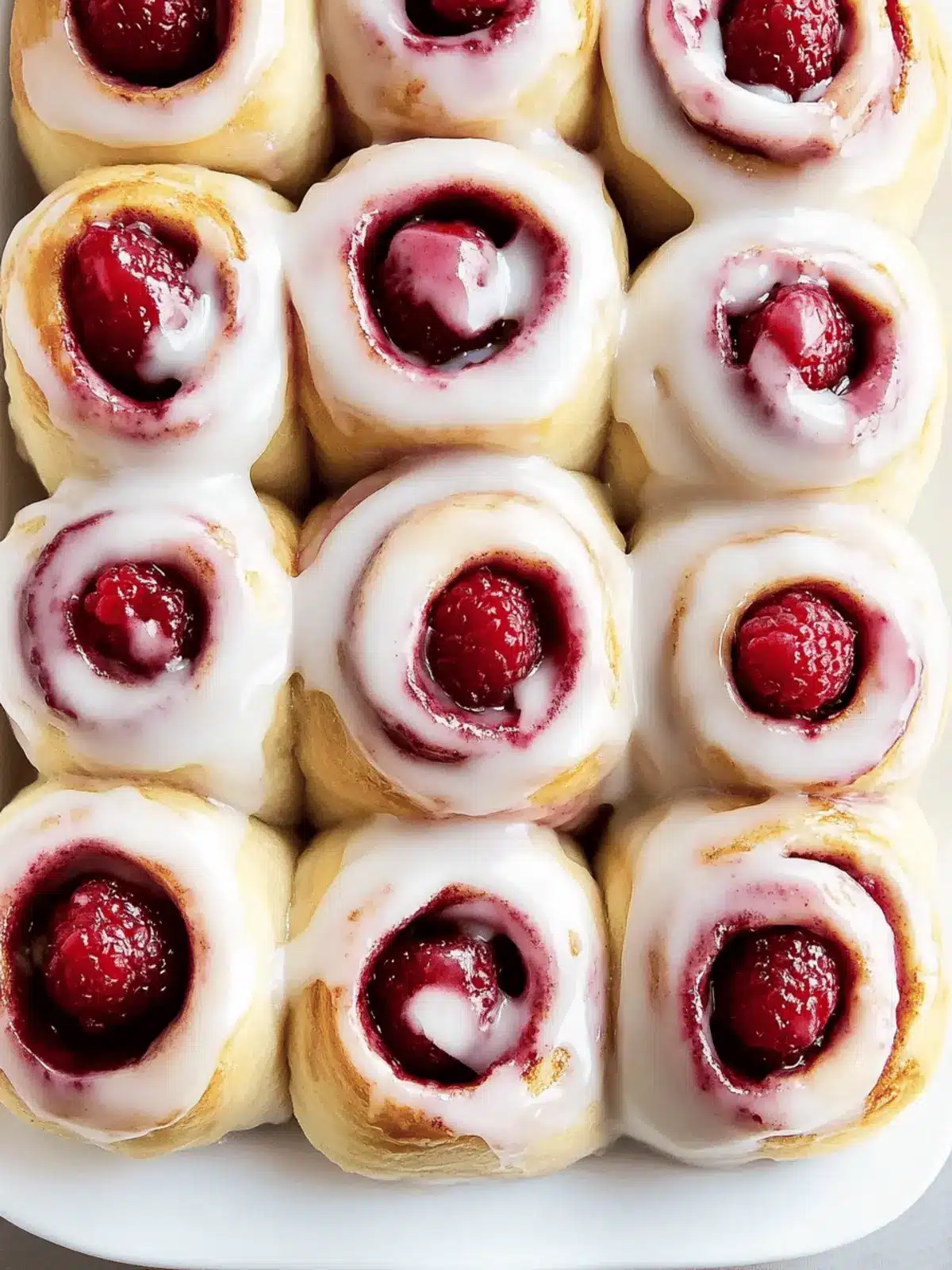 Raspberry Cinnamon Rolls with Lemon Glaze