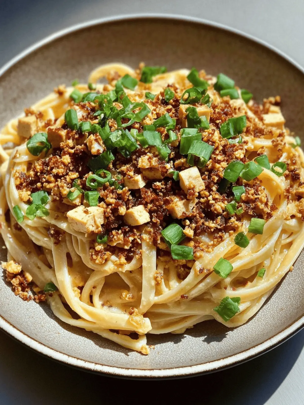 Spicy Miso Pasta with 5-Spice Tofu Crumble