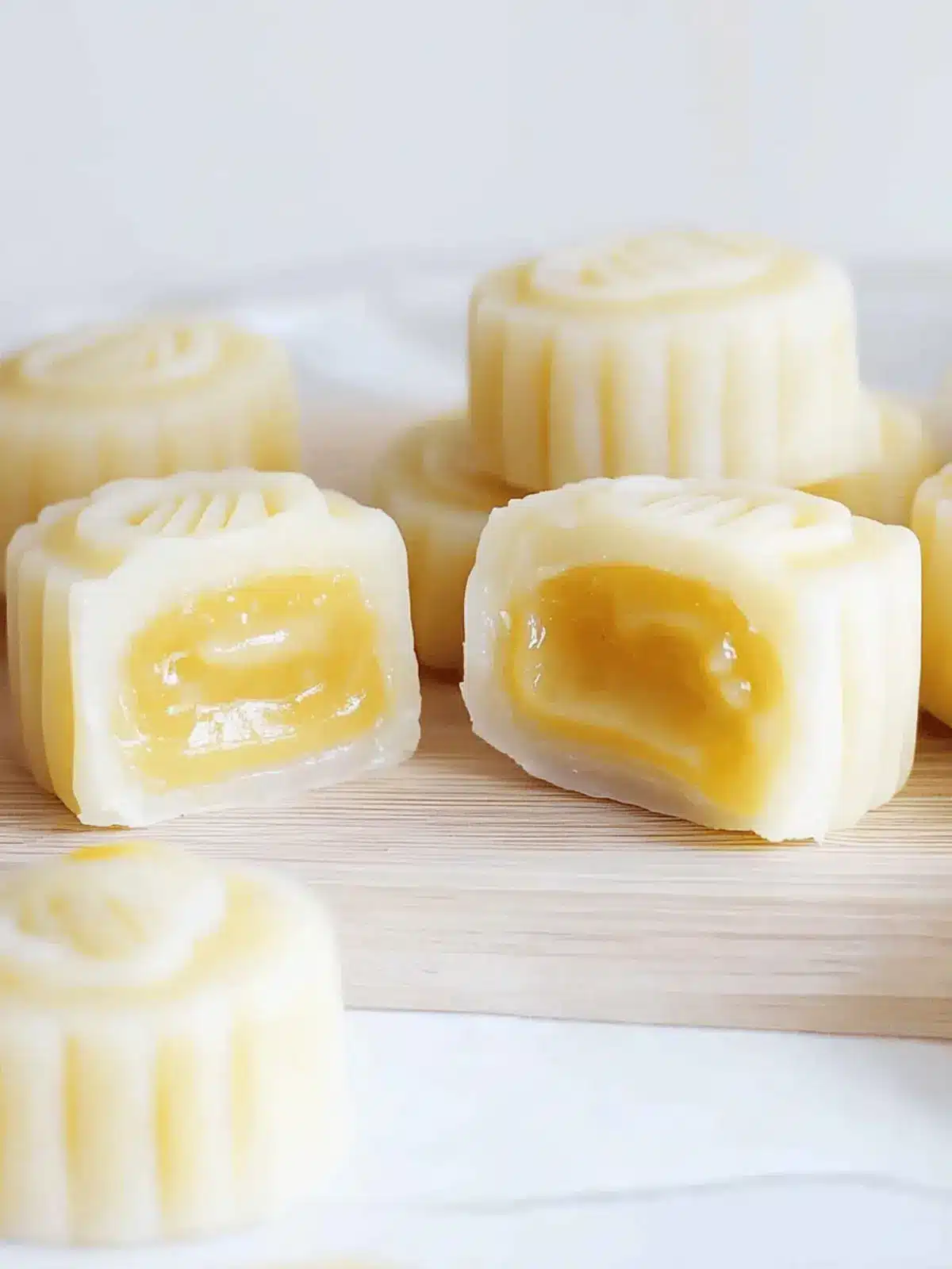 Lemon Snow Skin Mooncakes with Lemon Curd Lava Filling