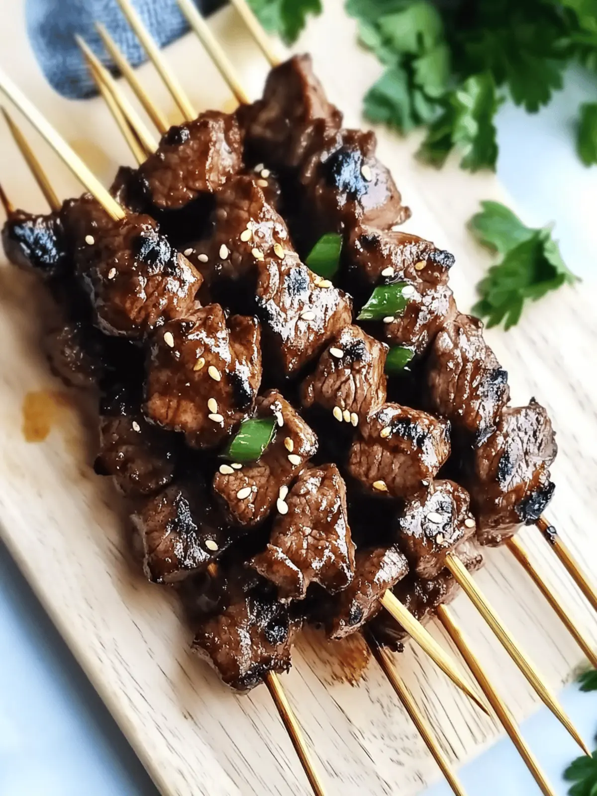 Sweet Teriyaki Sesame Beef Skewers