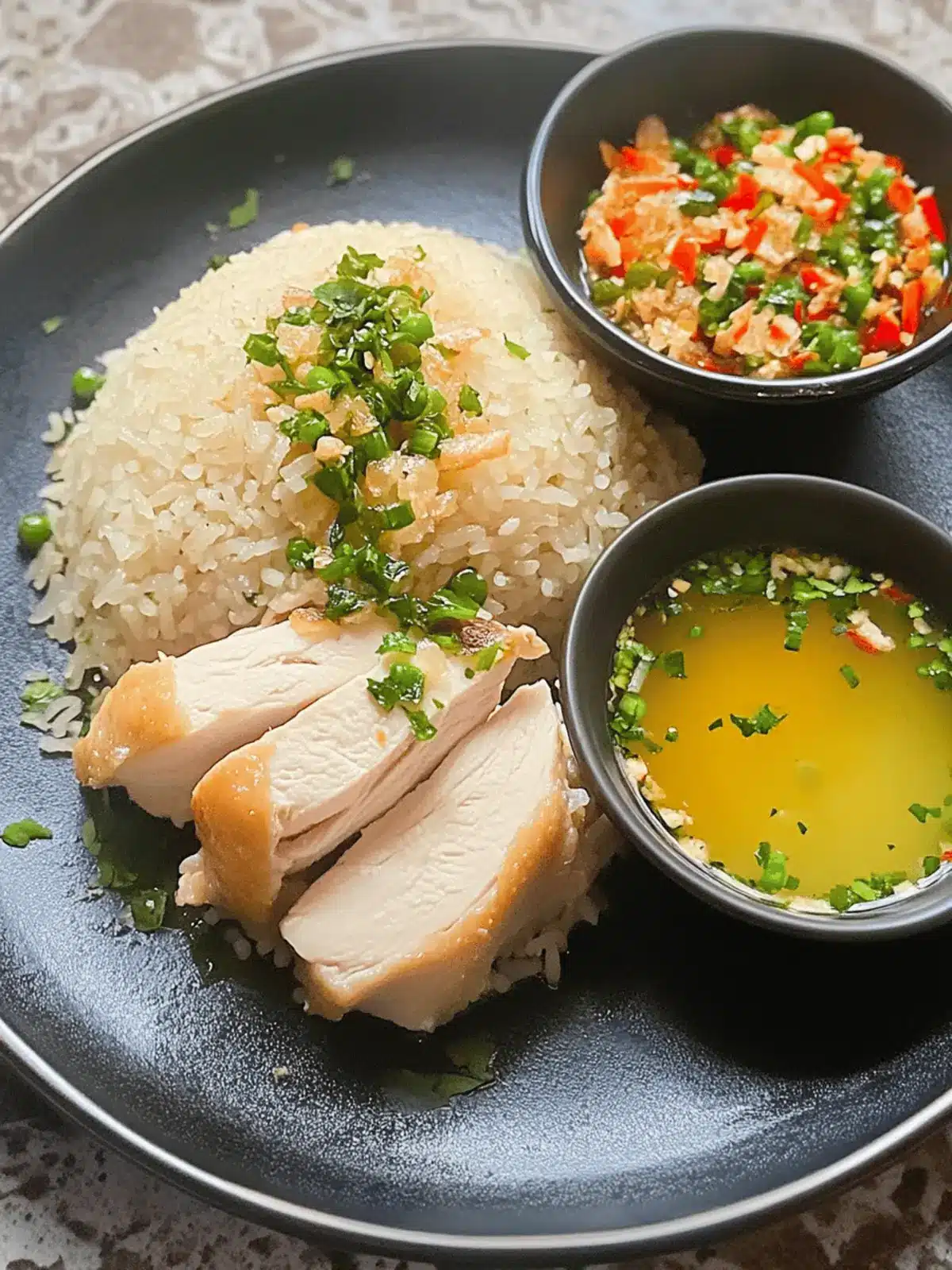 Hainanese Chicken Rice with Chicken Thighs