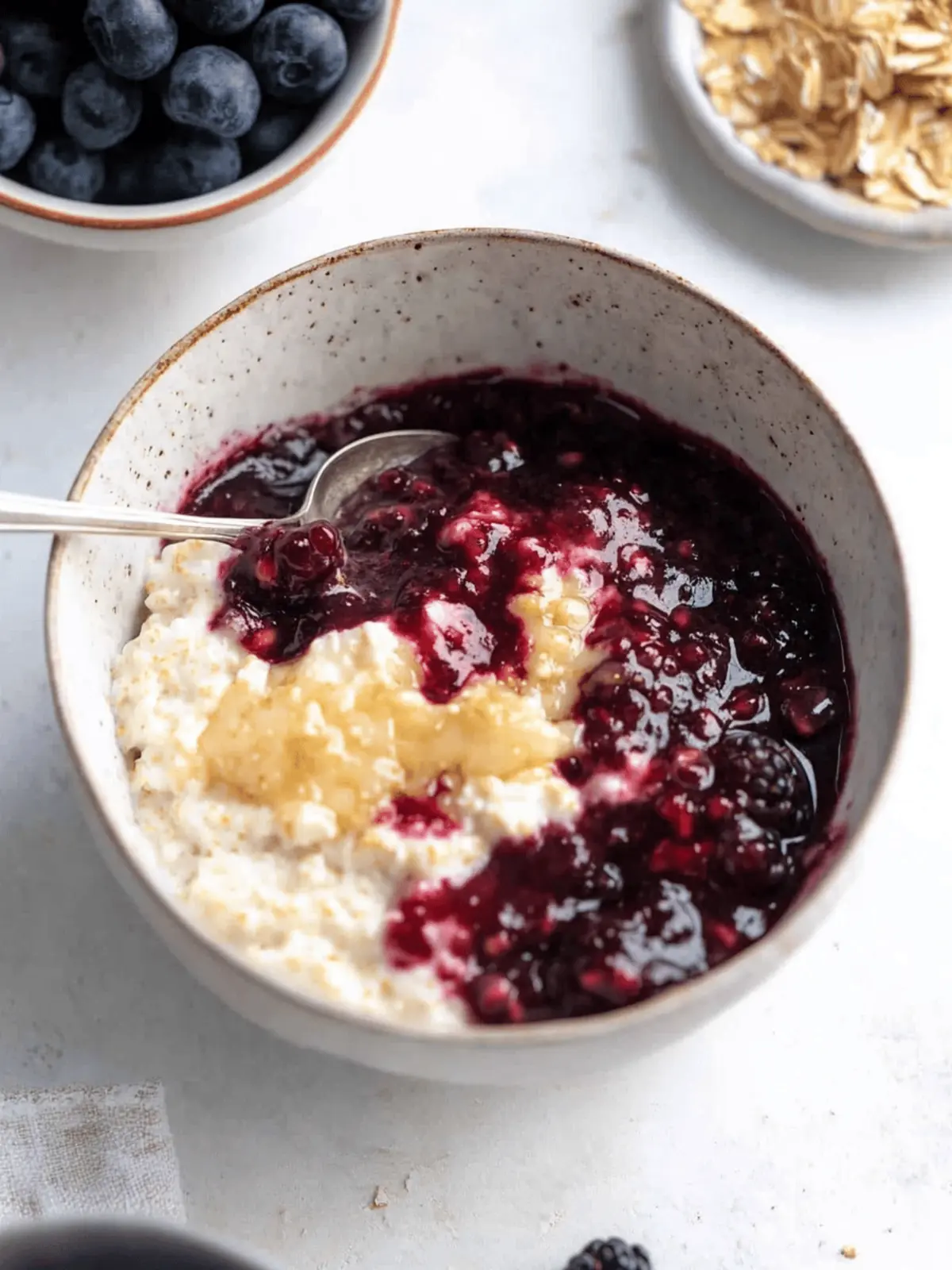 Custard Oats with Mixed Berry Compote