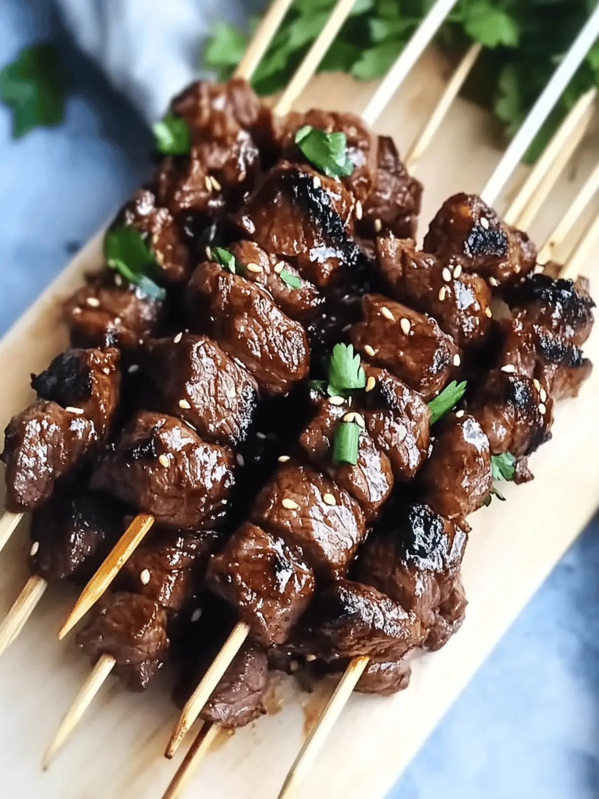 Sweet Teriyaki Sesame Beef Skewers