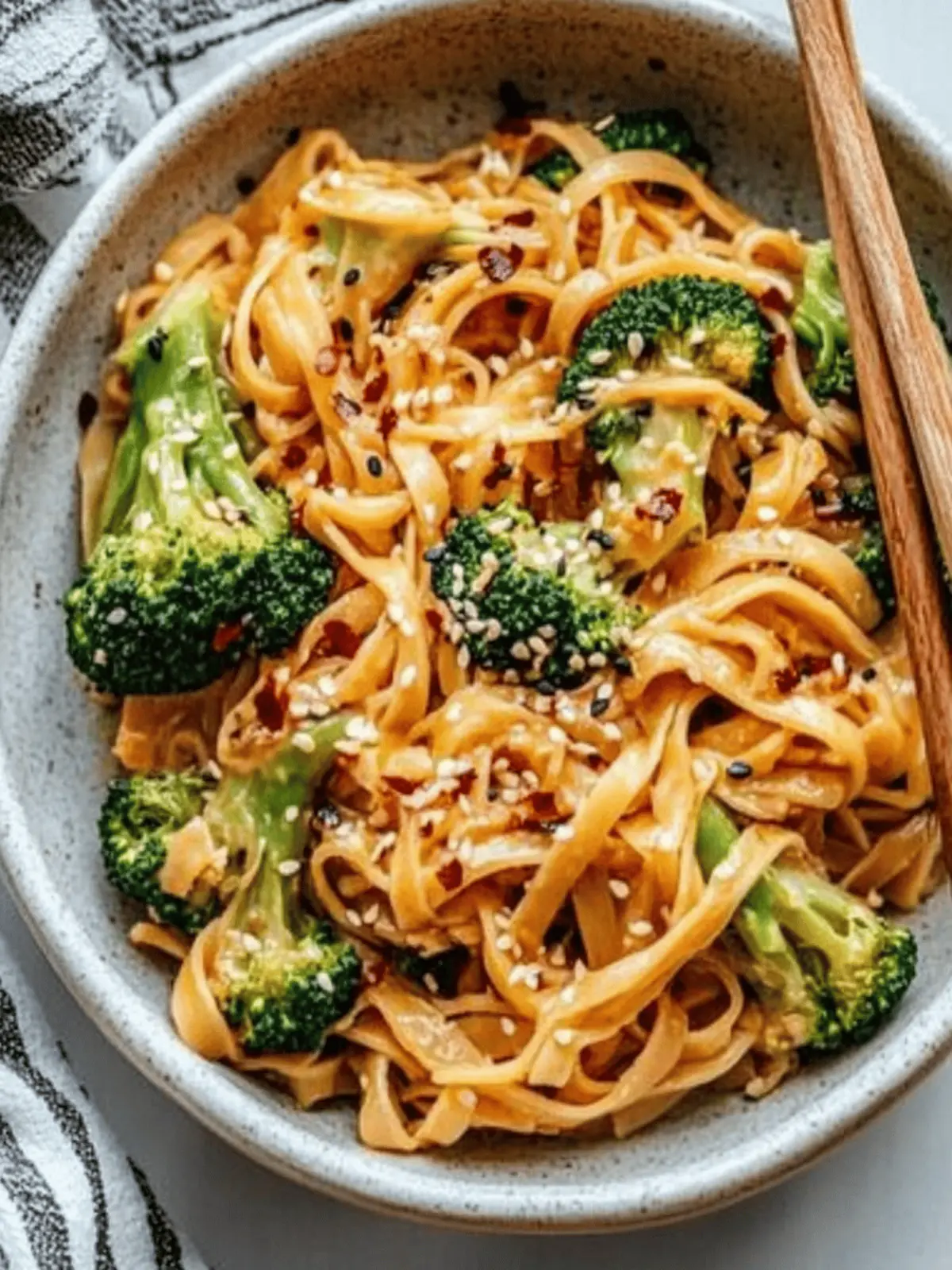 Crispy Broccoli Sweet and Spicy Sesame Tahini Noodles