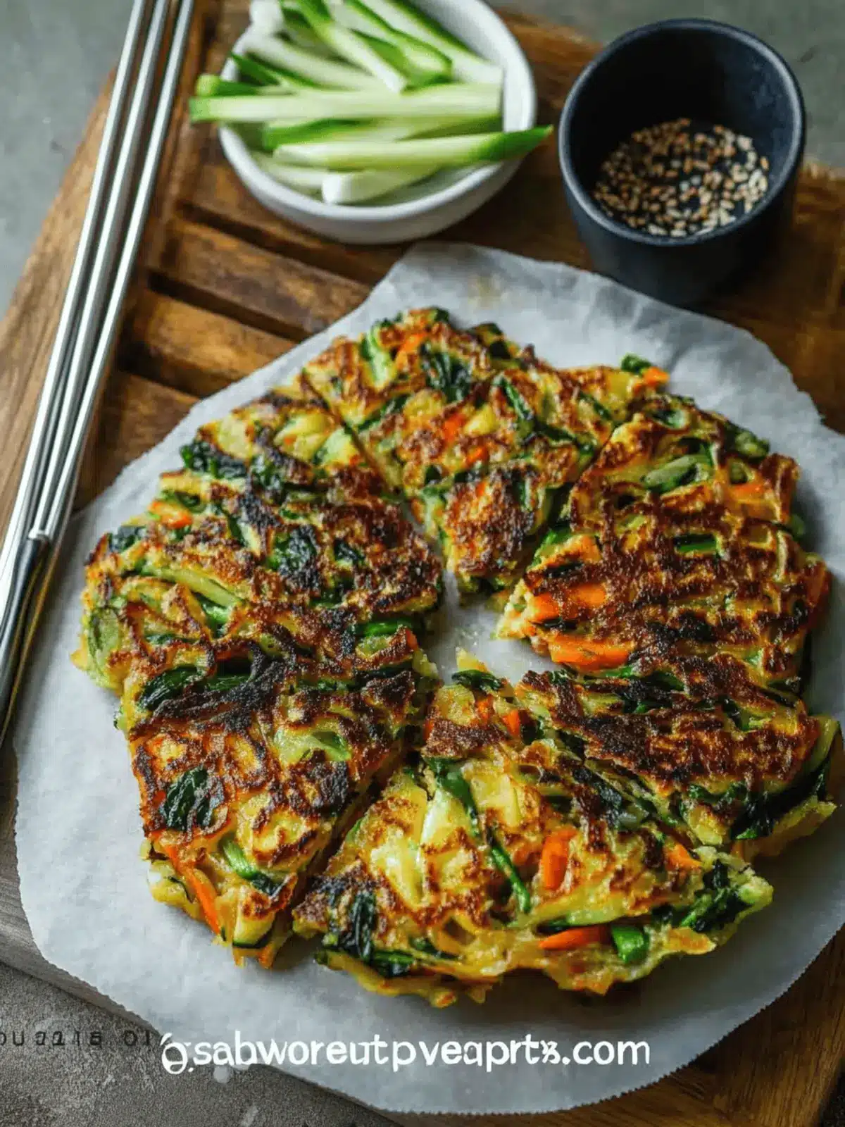 Vegan Yachaejeon (Korean Vegetable Pancakes)