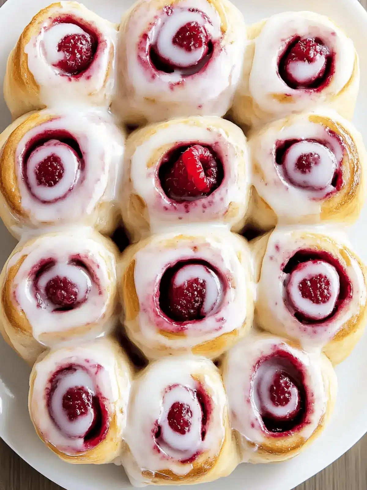 Raspberry Cinnamon Rolls with Lemon Glaze