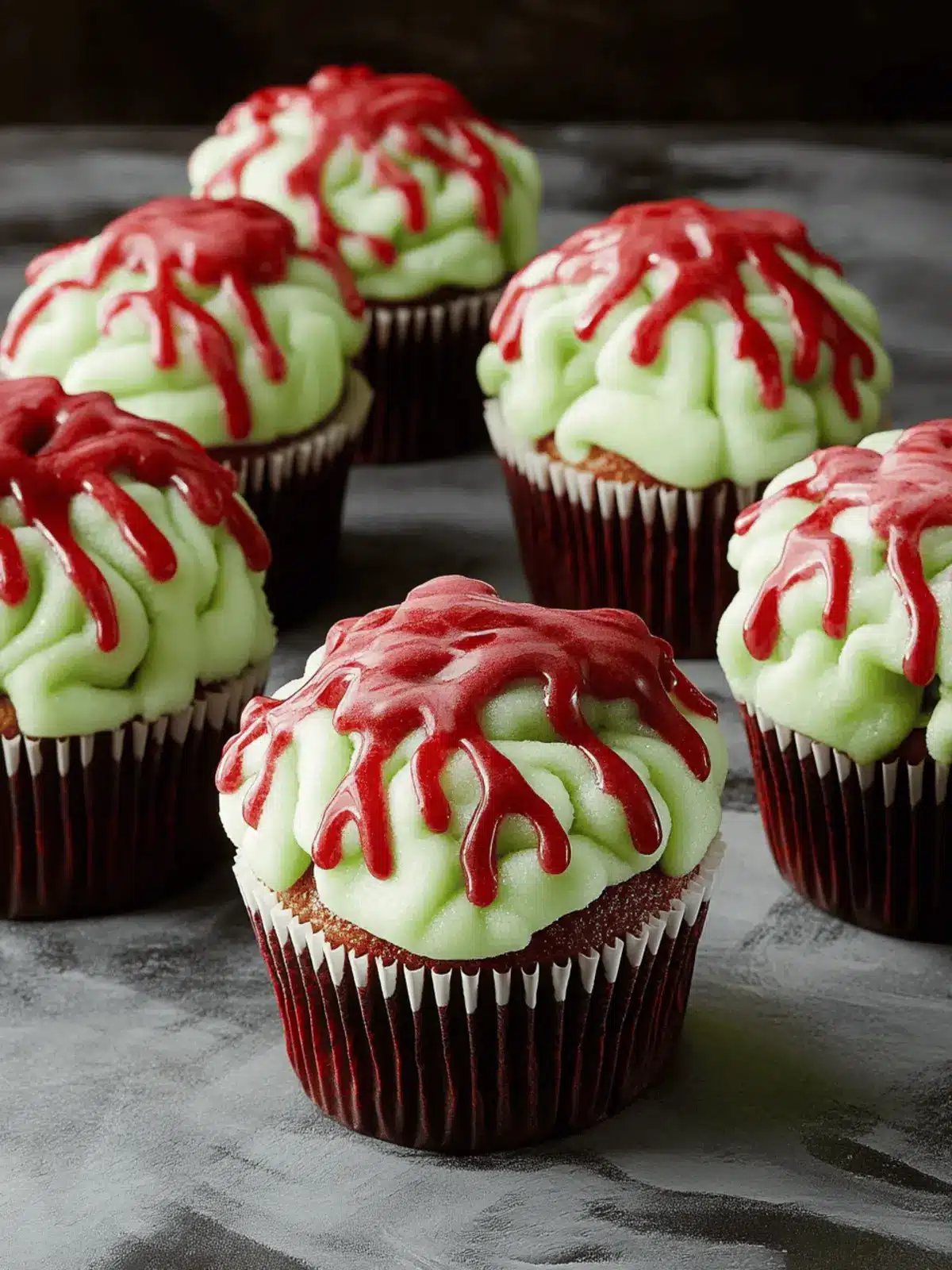 Zombie Brain Cupcakes