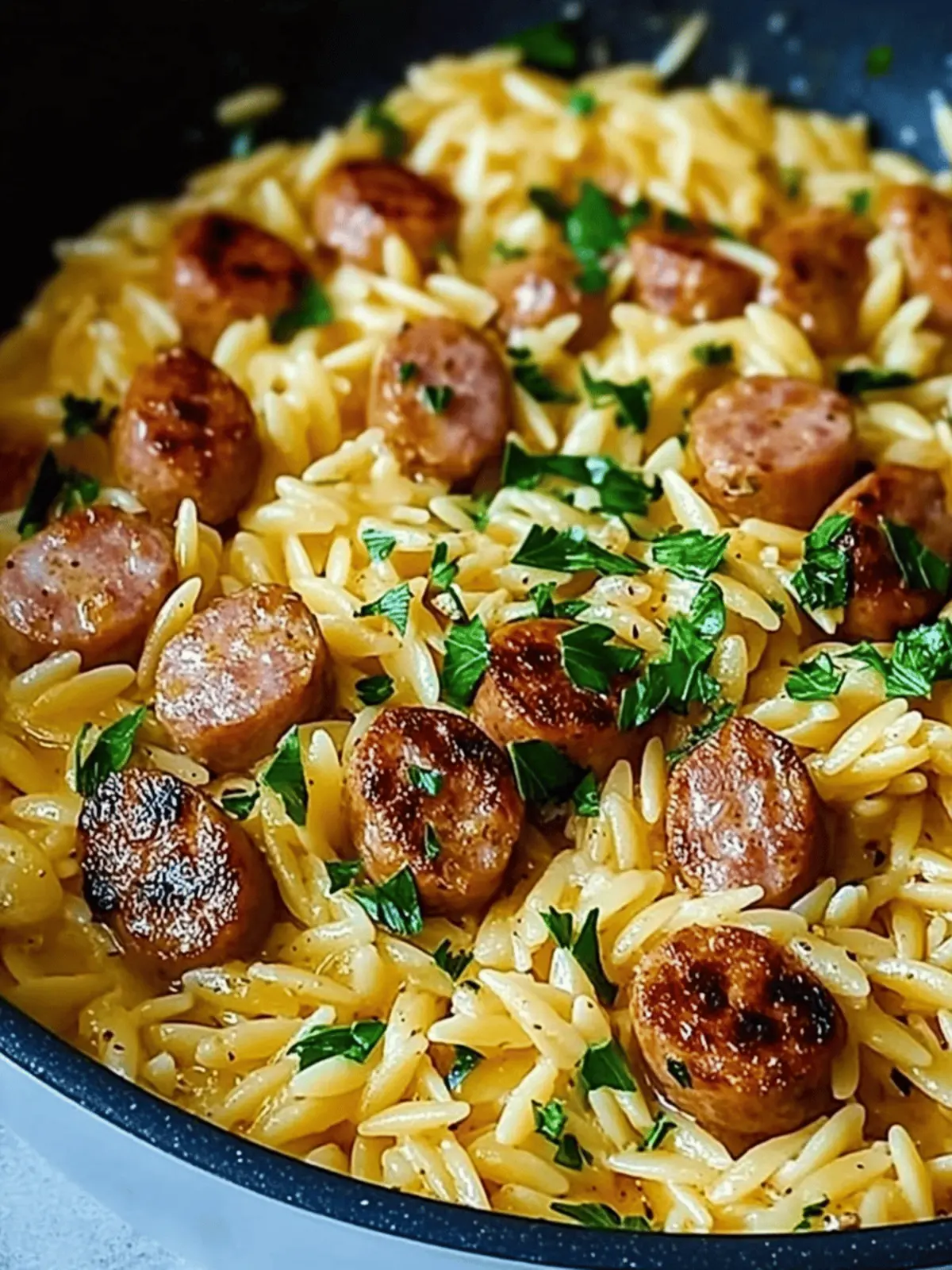 One-Pot Garlic Butter Sausage and Orzo