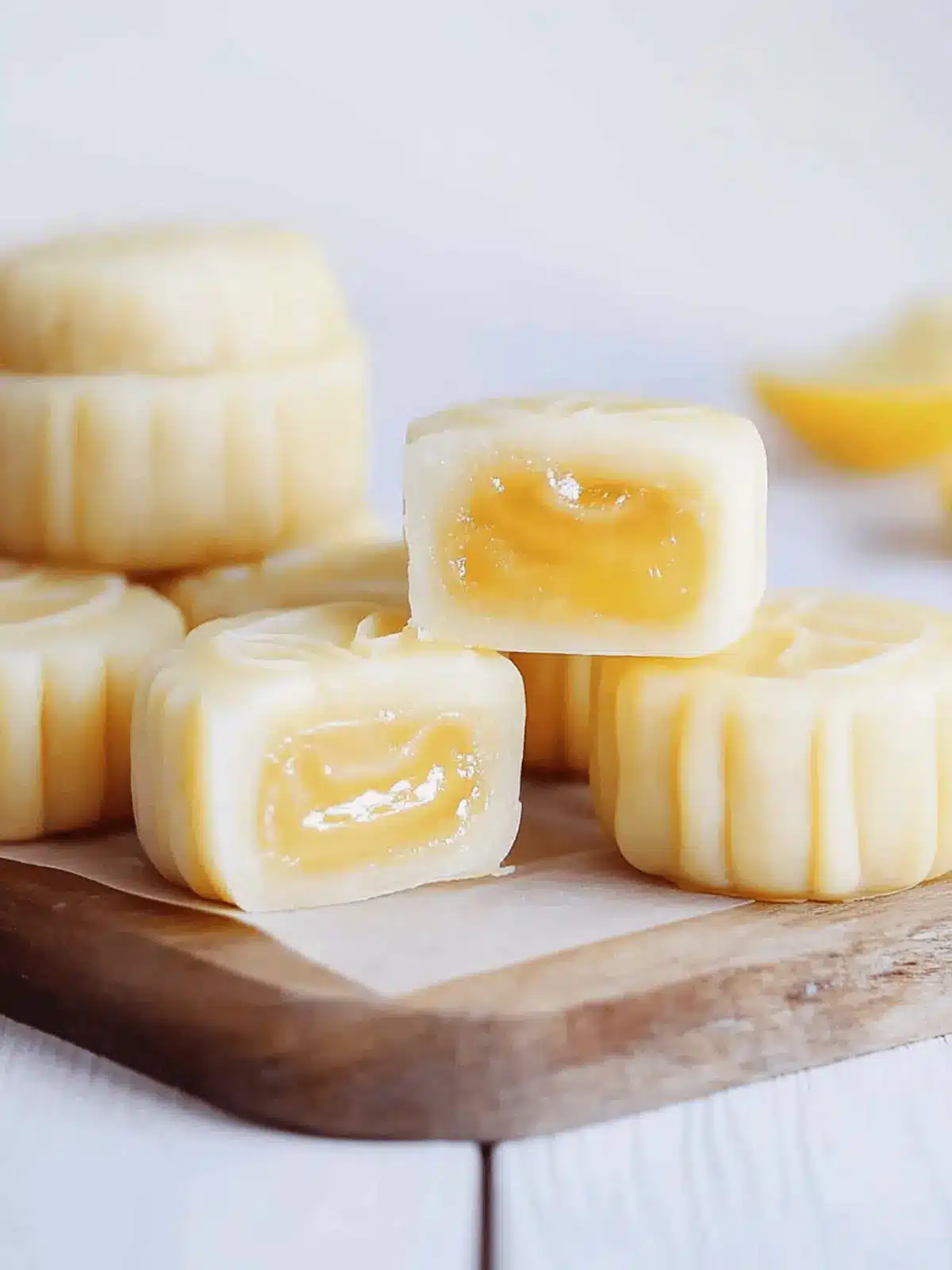 Lemon Snow Skin Mooncakes with Lemon Curd Lava Filling
