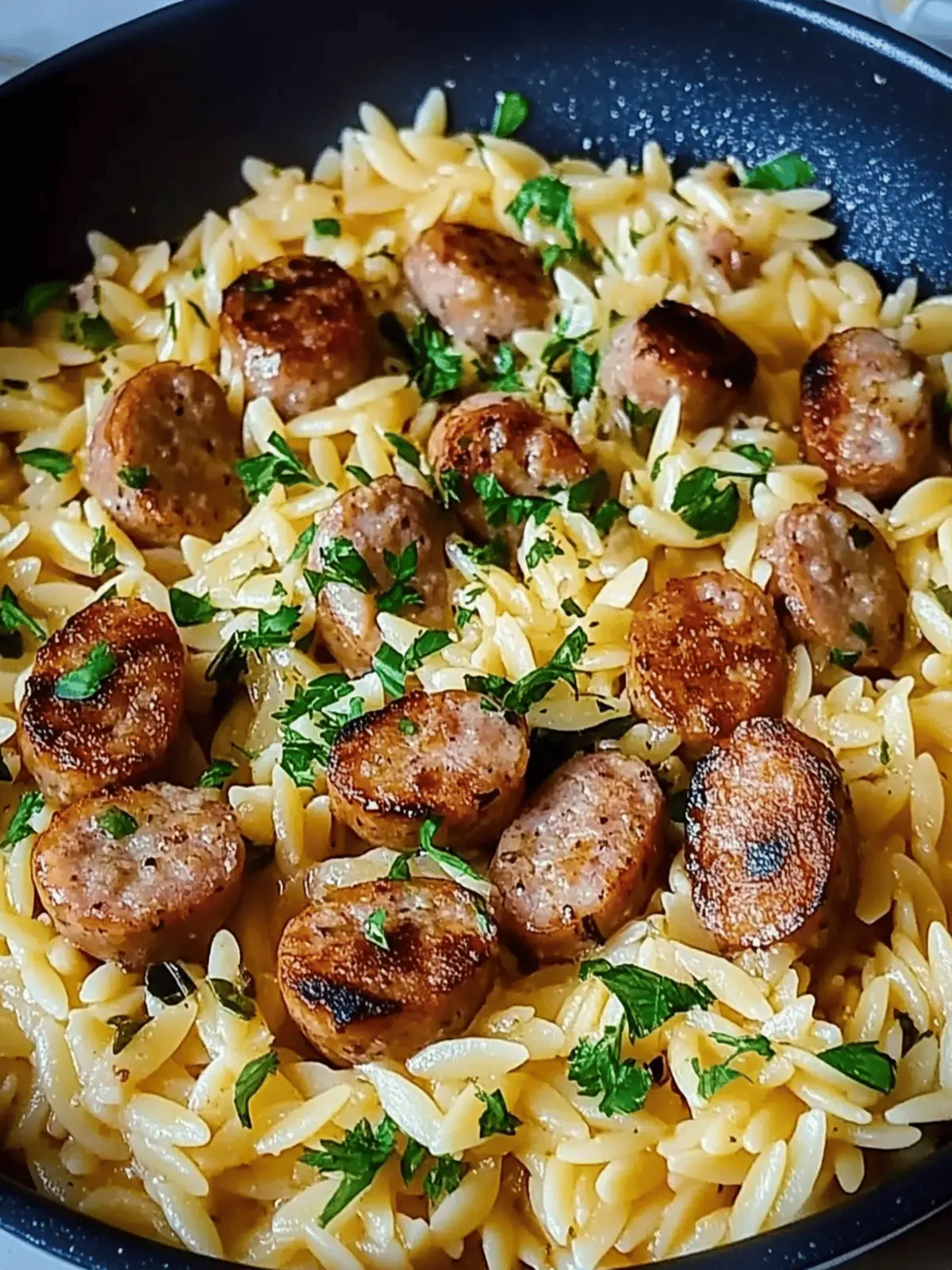 One-Pot Garlic Butter Sausage and Orzo