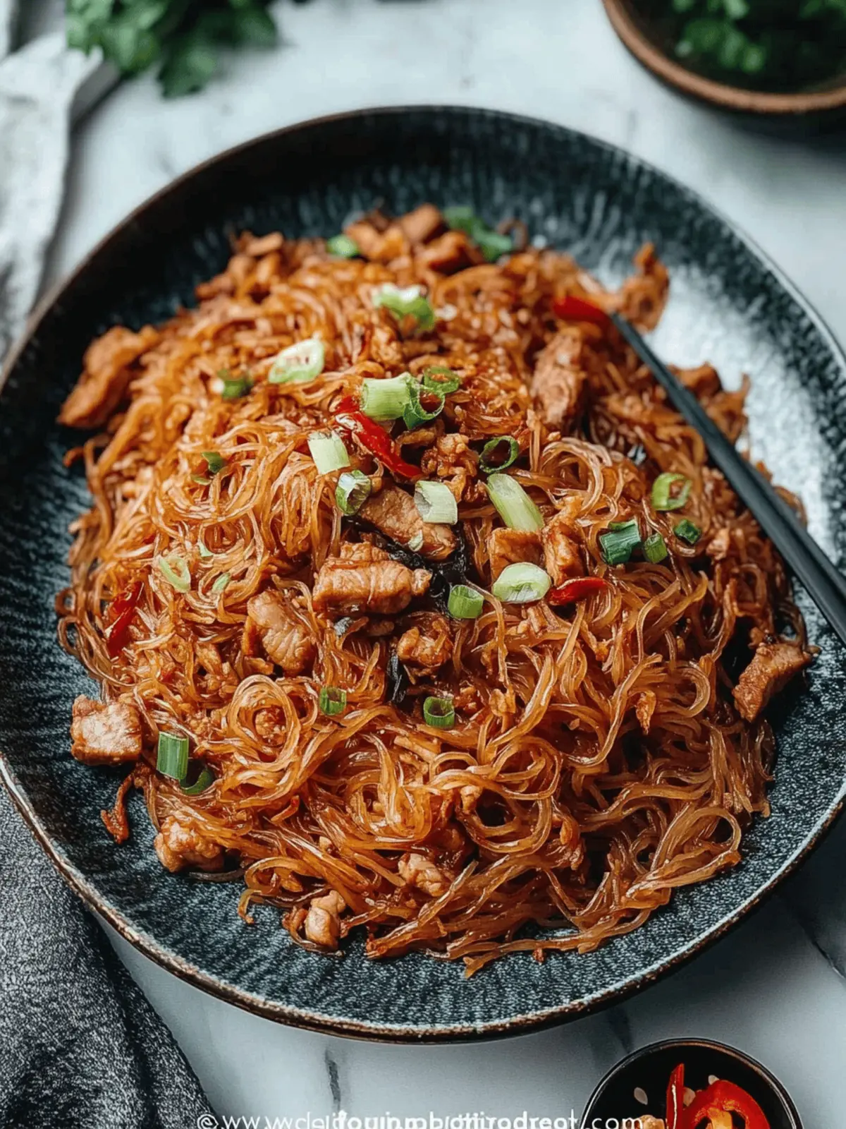 Savory Stir Fried Vermicelli with Pork in 30 Minutes 3 Stir Fried Vermicelli with Pork