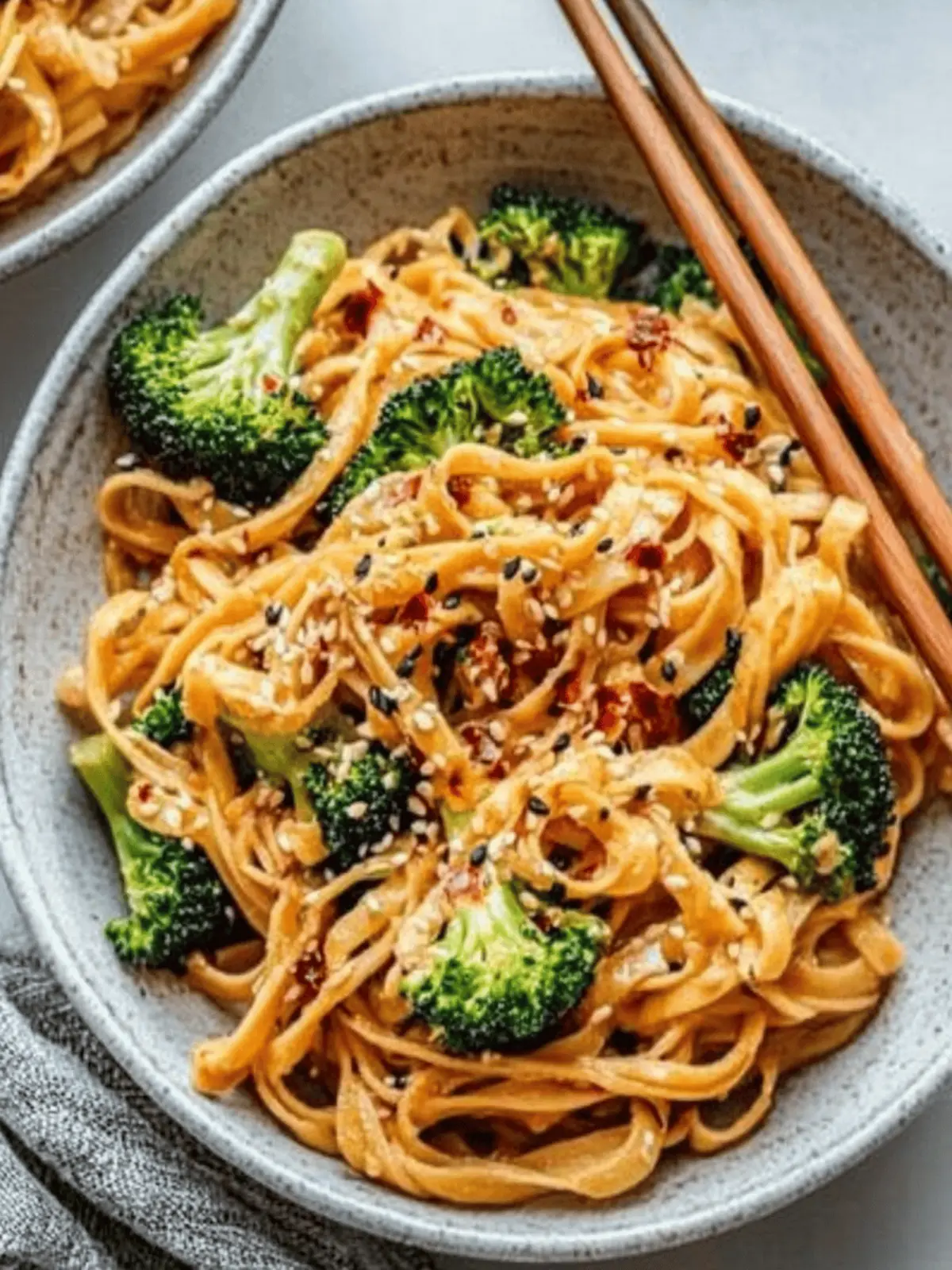Crispy Broccoli Sweet and Spicy Sesame Tahini Noodles