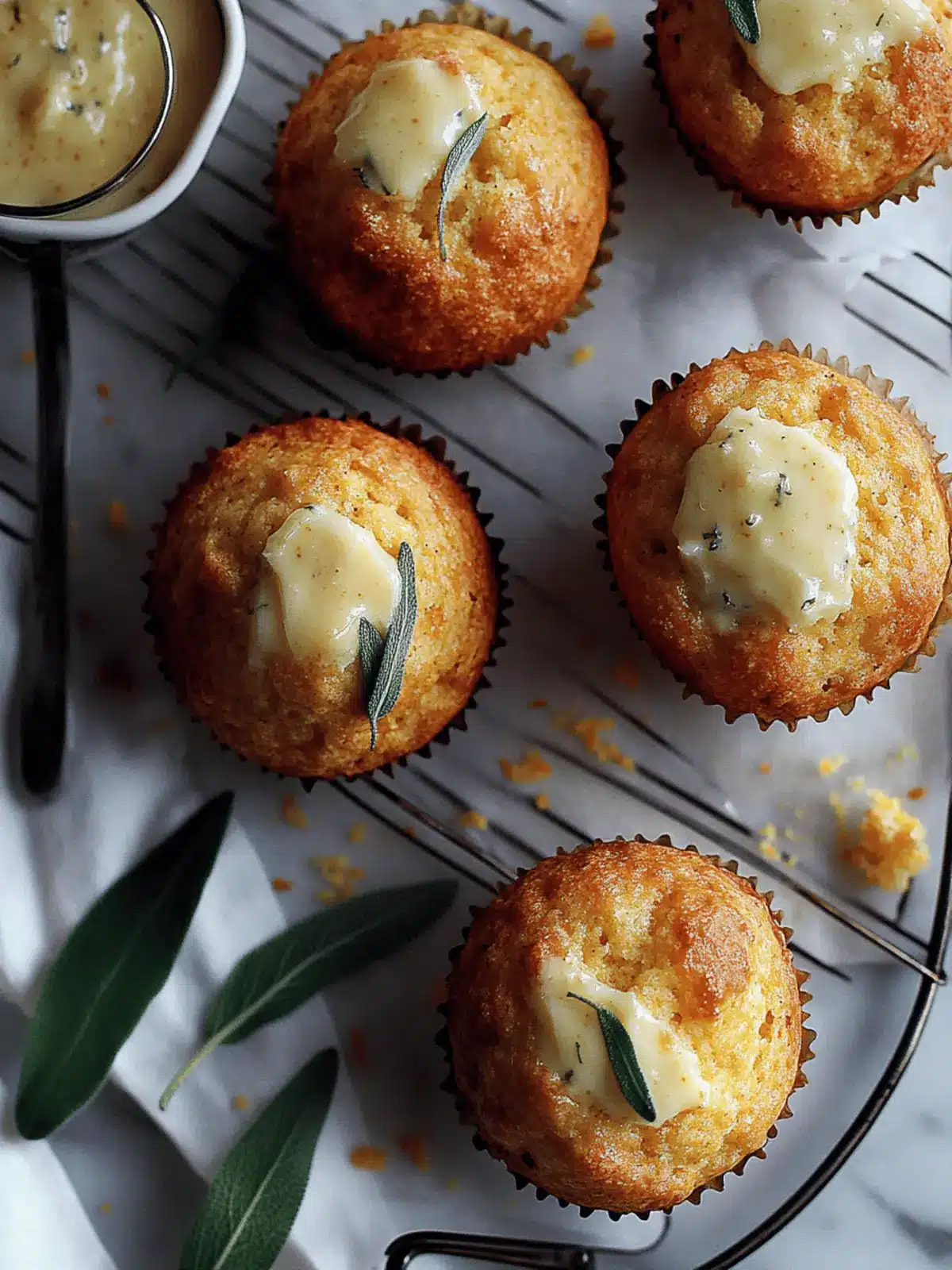 Cheddar Apple Cornbread Muffins with Maple Sage Butter Bliss 3 Cheddar Apple Cornbread Muffins with Maple Sage Butter