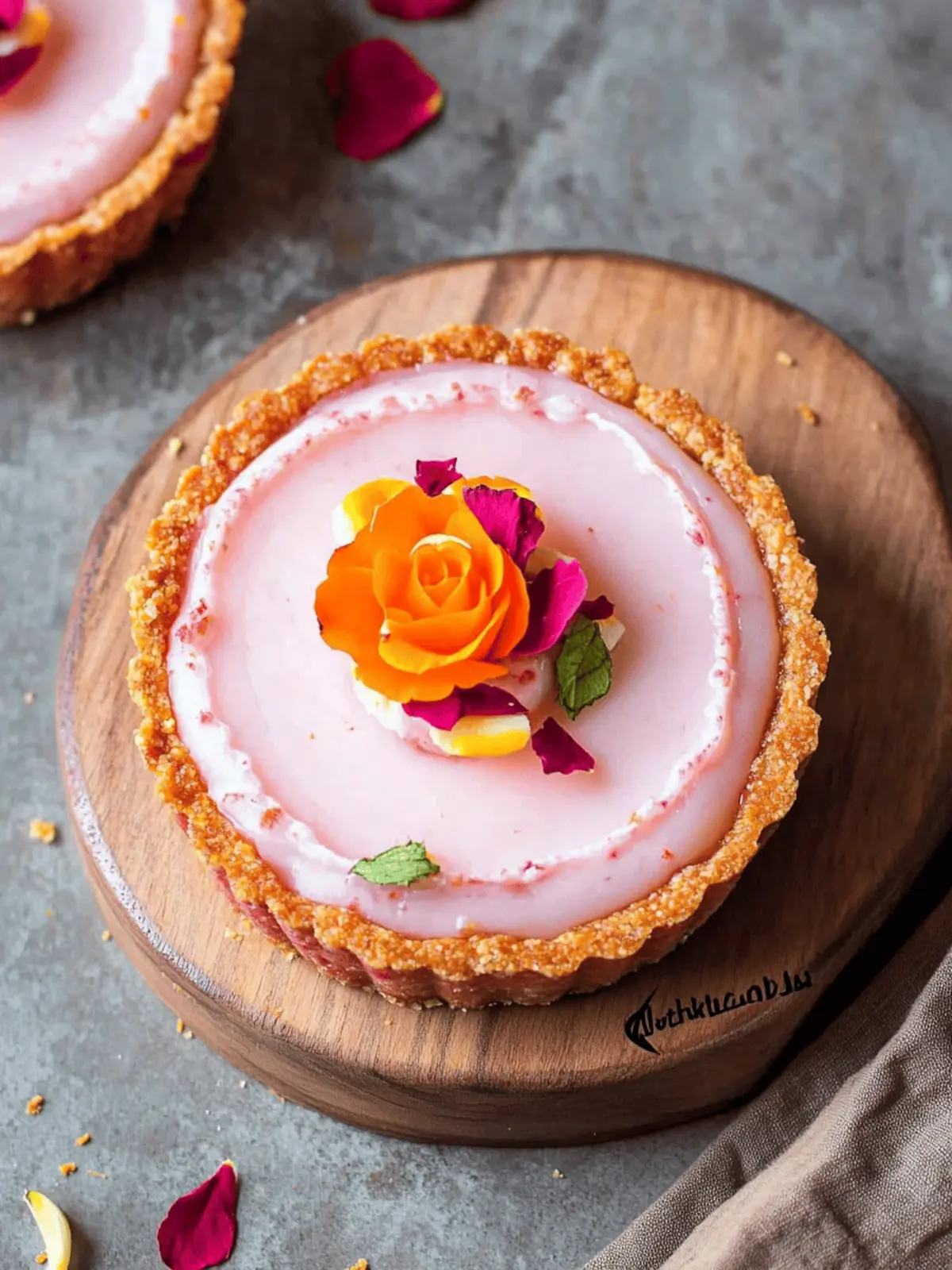 Motichoor Tart with Rose Shrikhand