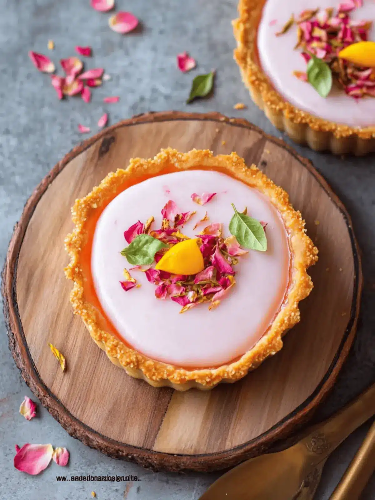 Motichoor Tart with Rose Shrikhand