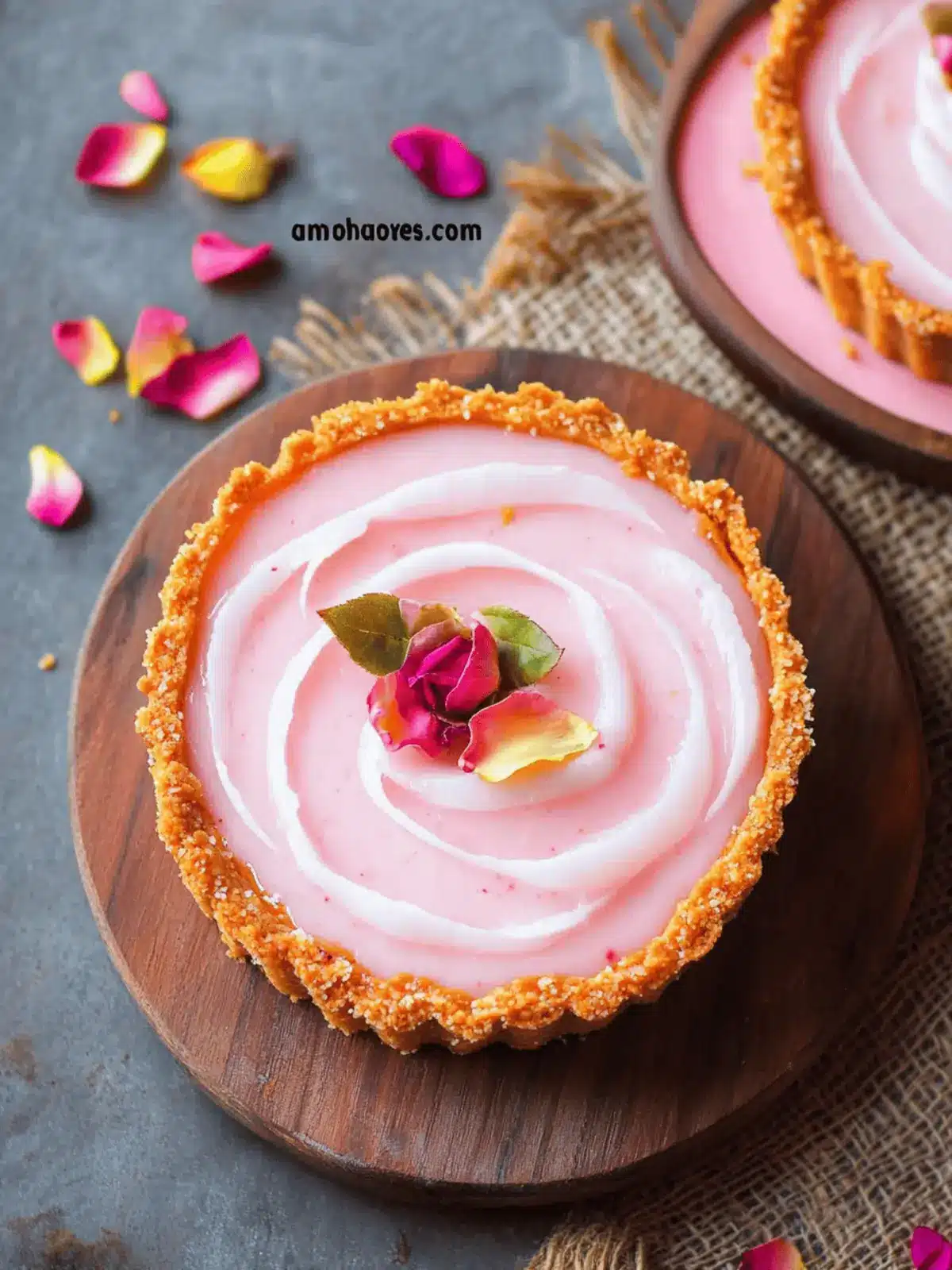 Motichoor Tart with Rose Shrikhand