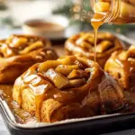 Christmas Apple Cinnamon Rolls with Caramel Glaze