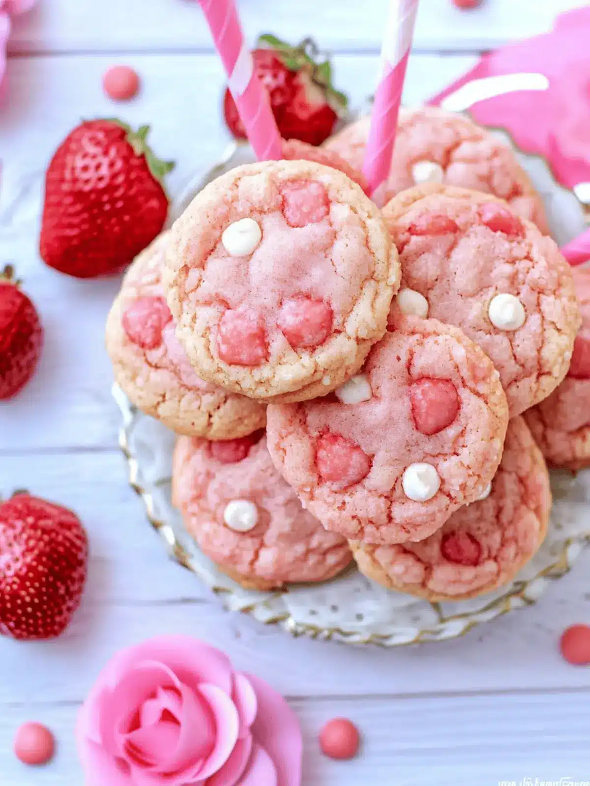 Strawberry Milkshake Cookies