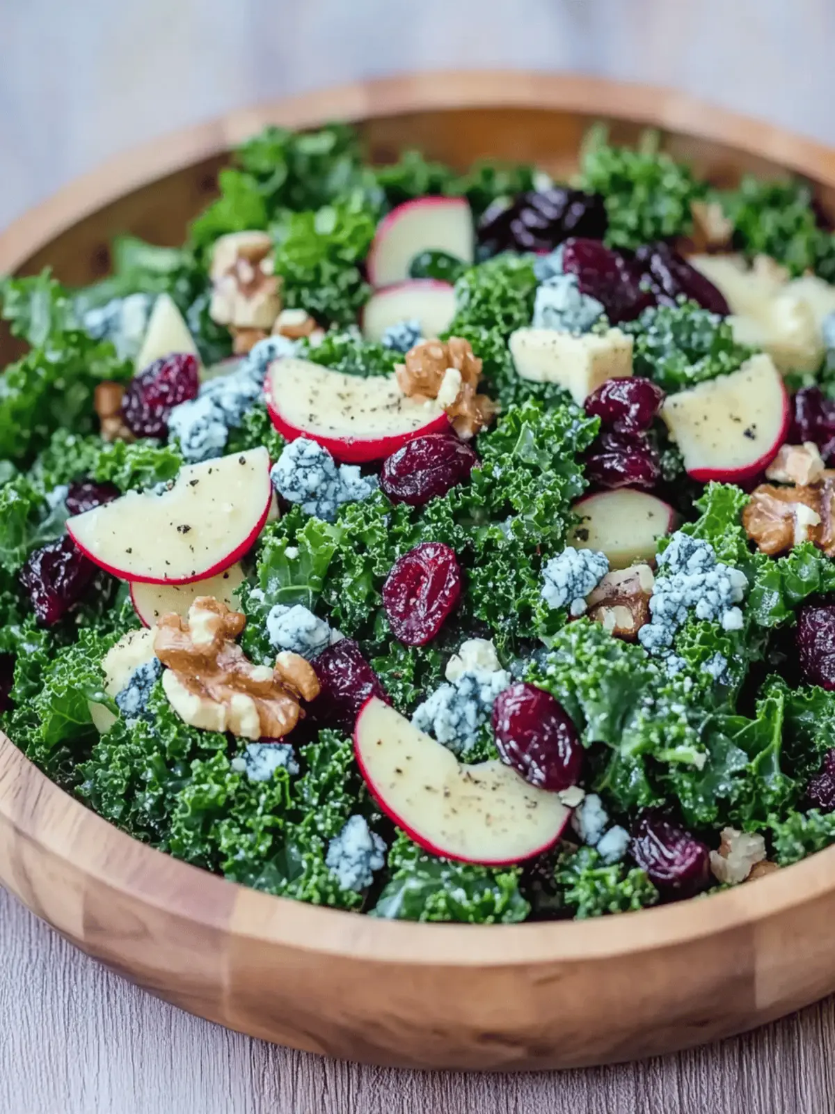 Maple Kale Salad with Cranberries and Blue Cheese