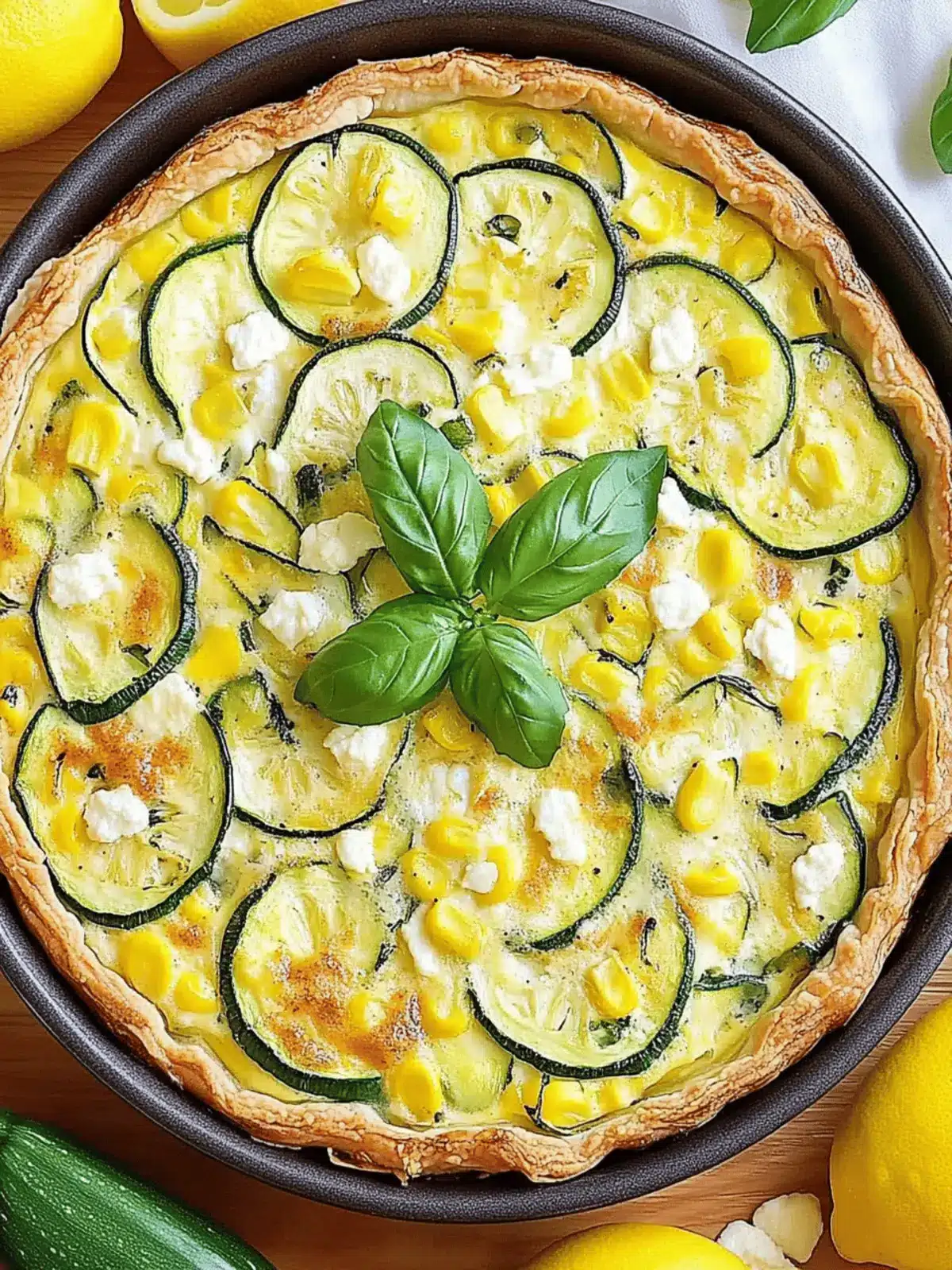 Flavor-Packed Corn and Zucchini Goat Cheese Quiche with Lemon and Basil 4 Corn and Zucchini Goat Cheese Quiche with Lemon and Basil