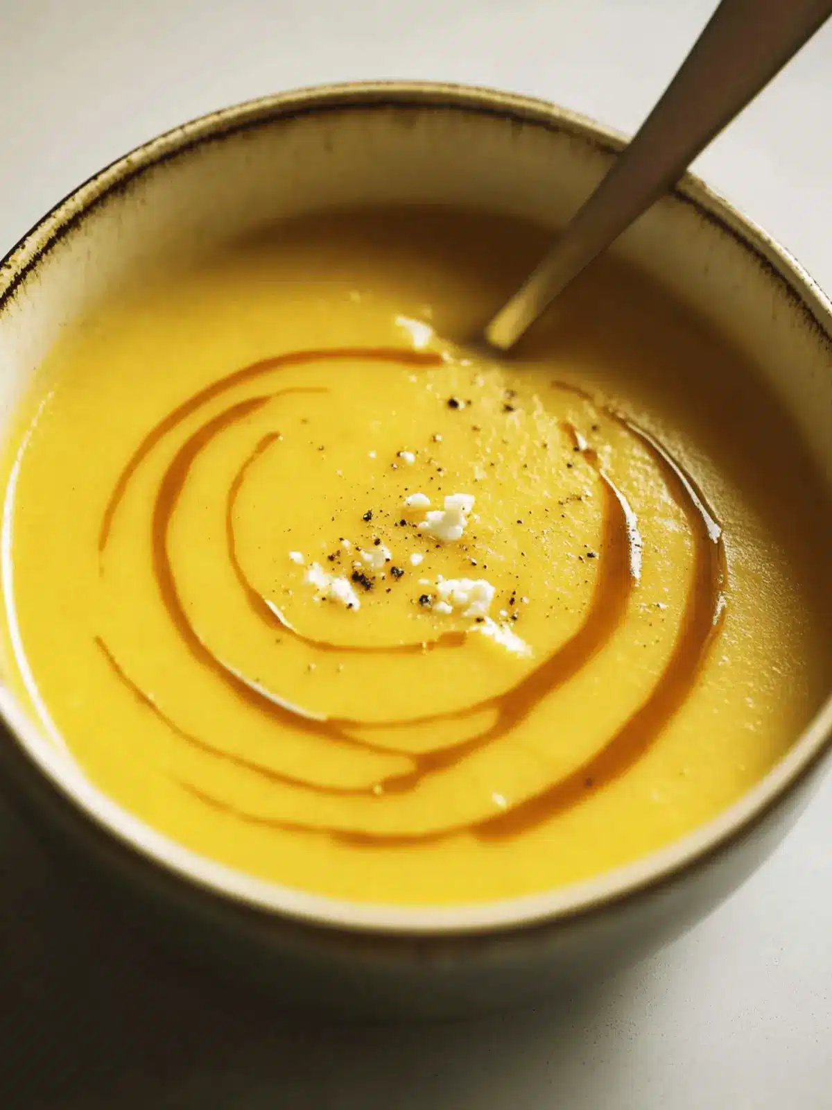 Roasted Feta Soup with Butternut Squash & Honey