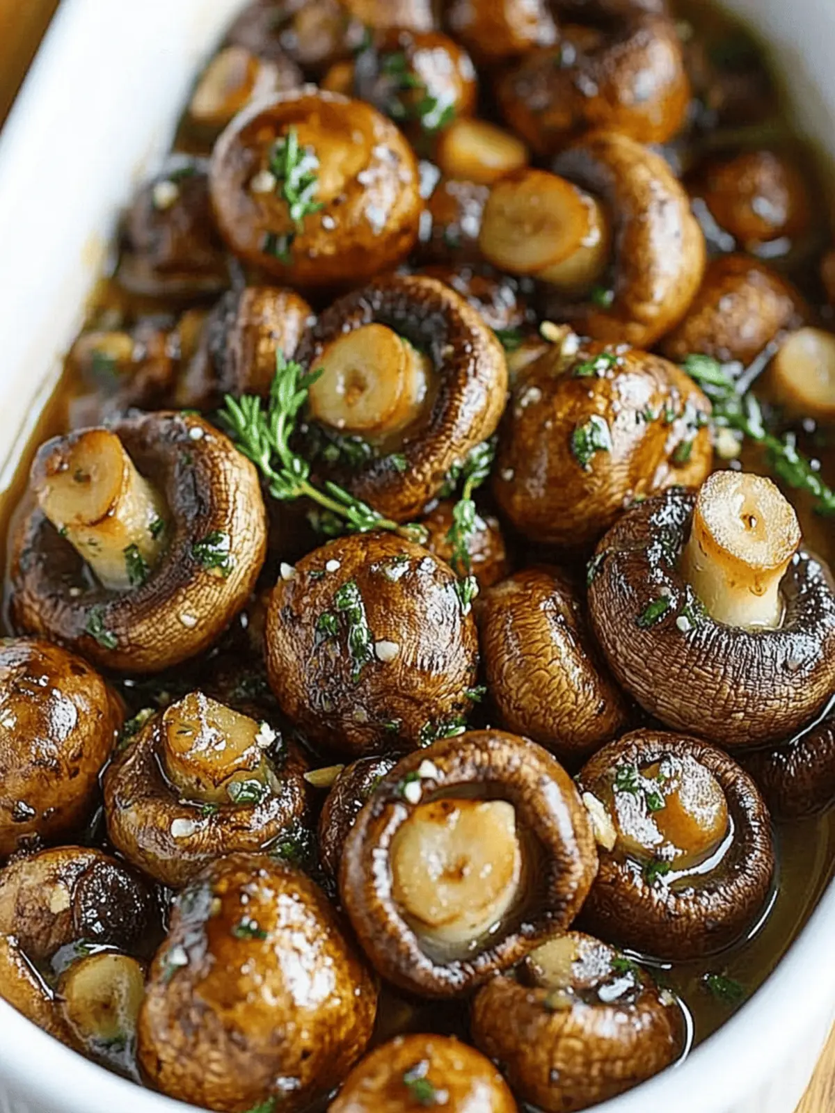 Savory Roasted Mushrooms in Browned Butter, Garlic & Thyme Sauce 4 Roasted Mushrooms in a Browned Butter, Garlic and Thyme Sauce