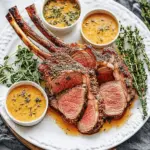 Garlic and Rosemary Crusted Rack of Lamb with Mint Sauce
