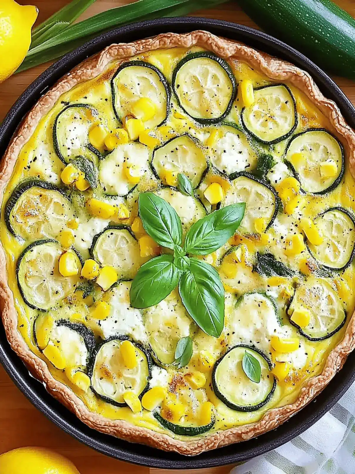 Flavor-Packed Corn and Zucchini Goat Cheese Quiche with Lemon and Basil 2 Corn and Zucchini Goat Cheese Quiche with Lemon and Basil