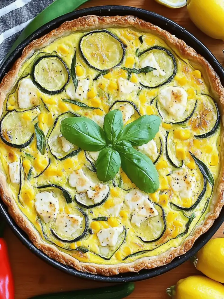 Corn and Zucchini Goat Cheese Quiche with Lemon and Basil