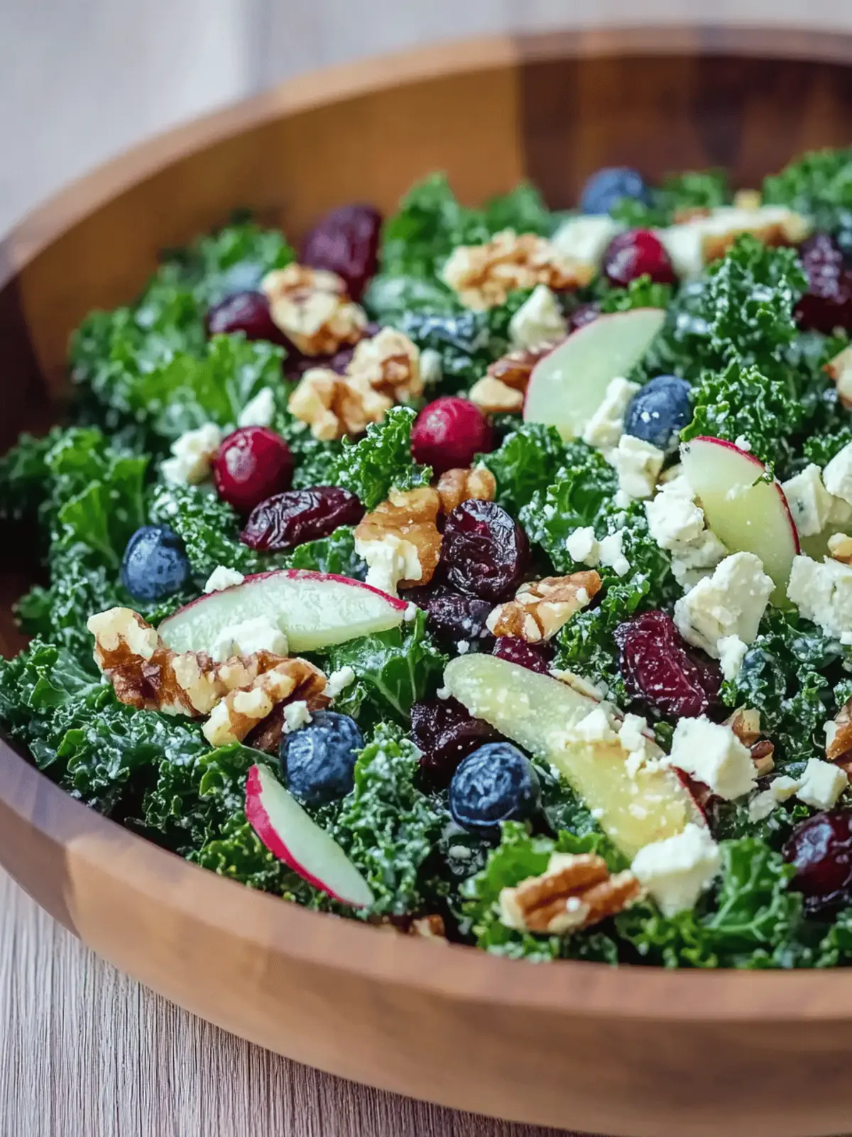 Maple Kale Salad with Cranberries and Blue Cheese