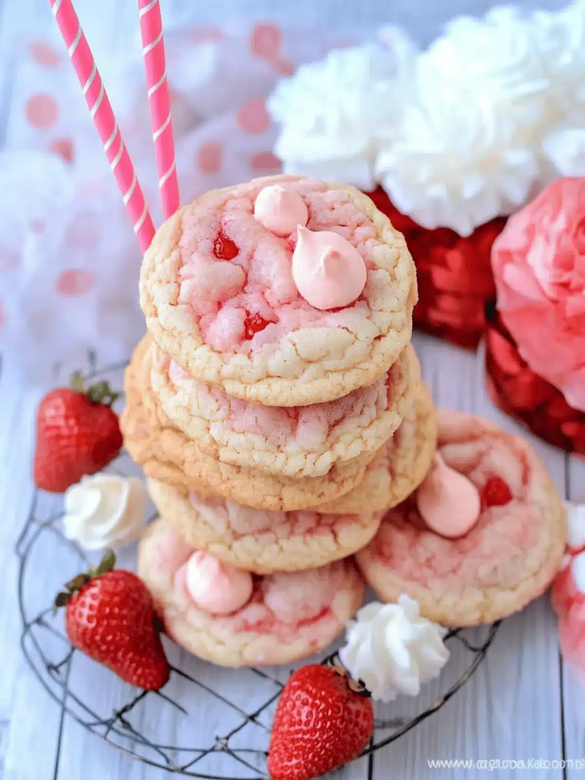 Strawberry Milkshake Cookies