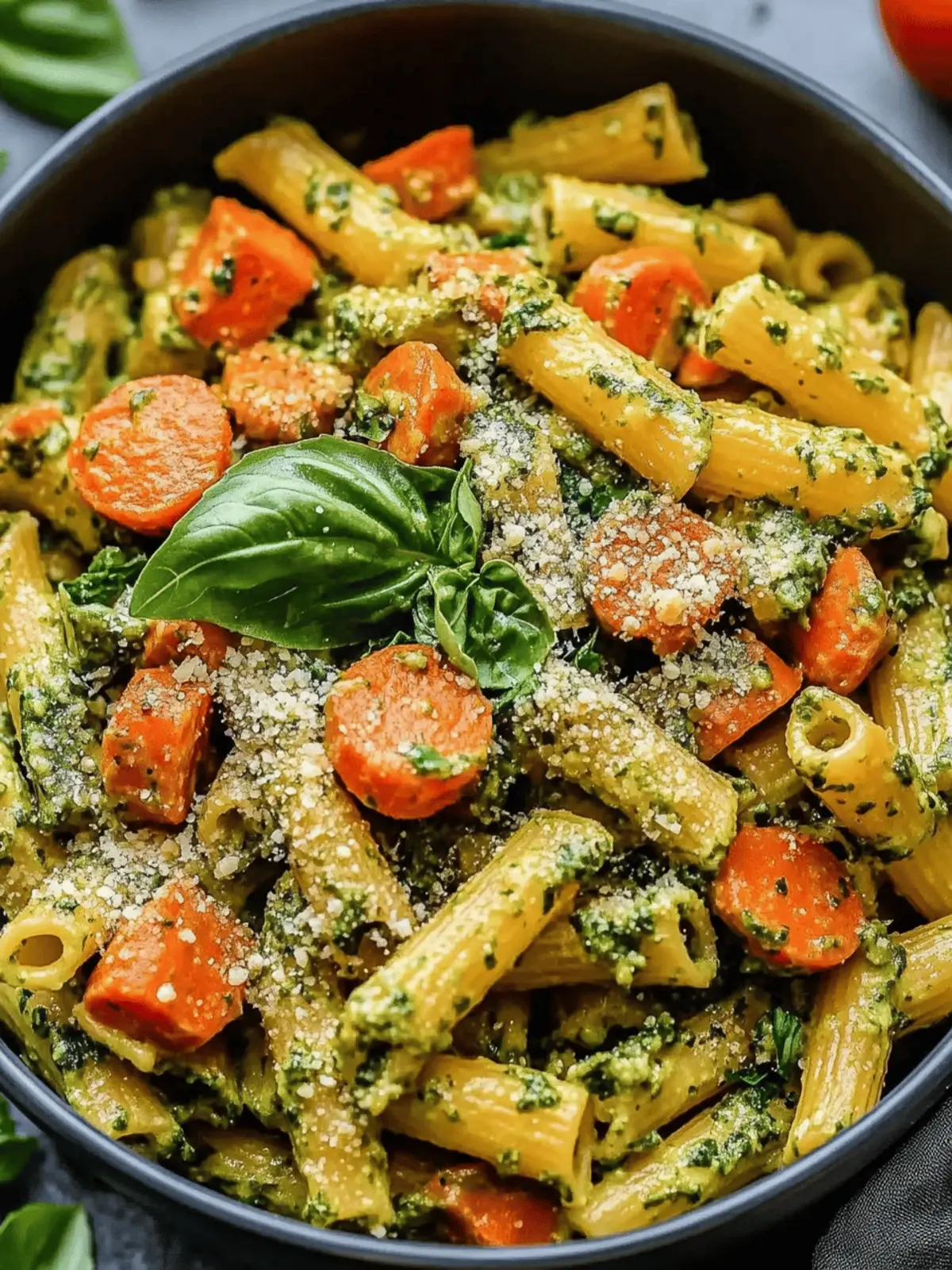 Veggie-Loaded Vegan Pasta with Basil Cashew Cream