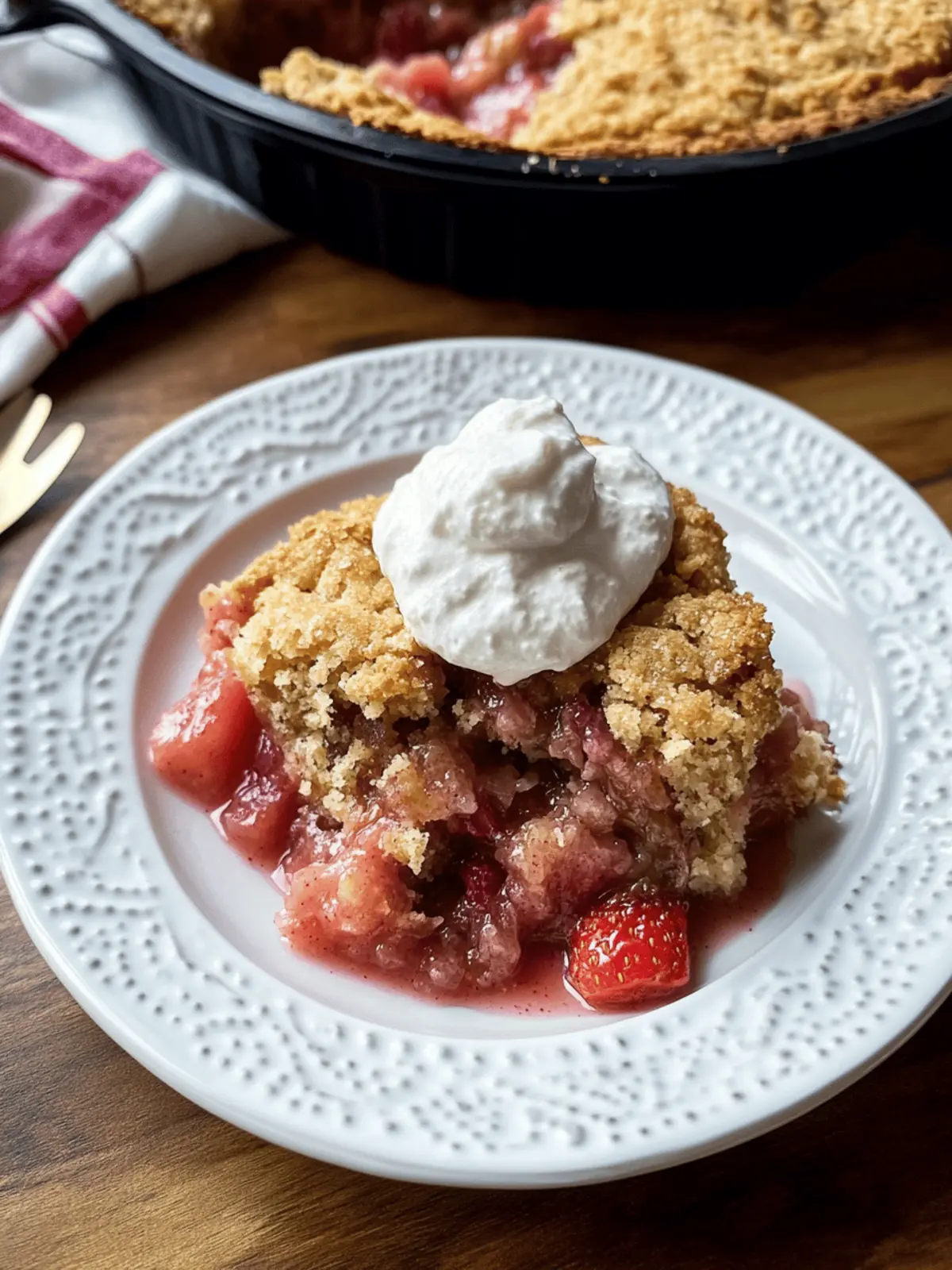 Gooey Strawberry Rhubarb Sourdough Cobbler